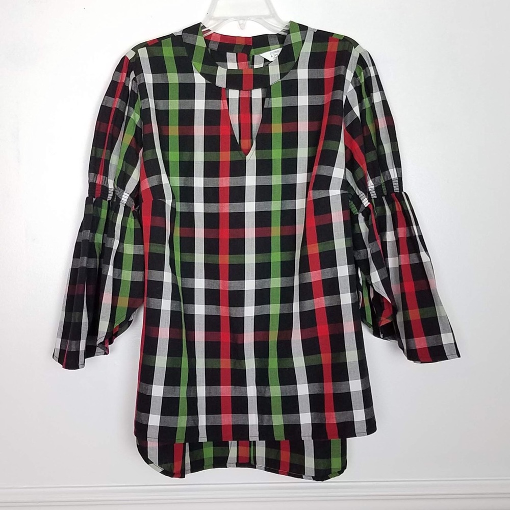 Crown & Ivy Plaid Choker Neck Tunic Size 0X